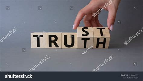 Trust Truth Symbol Businessman Hand Turnes Stock Photo 2185646939