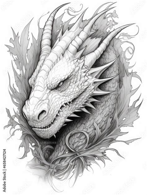 Dragon drawing, coloring page. A symbol of the Chinese New Year and ...