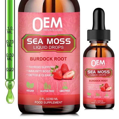 Sea Moss Liquid Drops Organic Irish Sea Moss Gel With Burdock Root