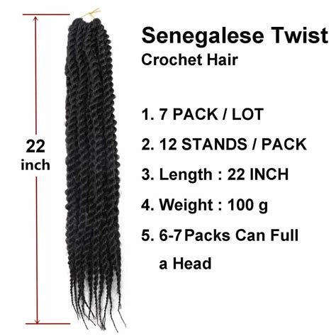 7 Pack 22 Inch Havana Twist Crochet Hair Senegalese Twist Crochet