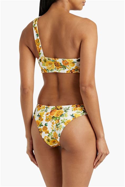 Onia Lauren One Shoulder Floral Print Bandeau Bikini Top The Outnet