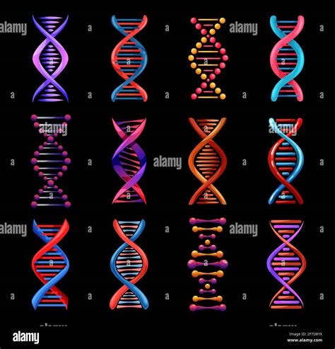 Dna Helix Isolated Icons Genetics Medicine Stock Vector Image And Art