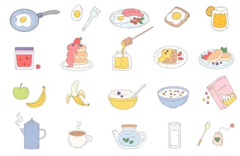 Premium Vector Breakfast Doodle Set