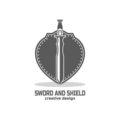 Logotipo de escudo e espada ícone de arma e proteção vetor de