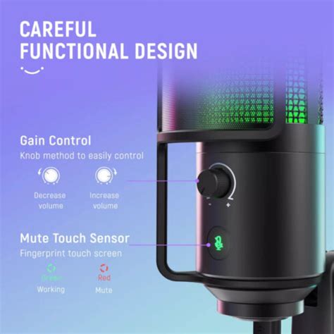 Fifine K Pro Usb Condenser Rgb Desktop Microphone