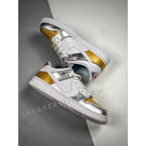 Nike Dunk Low Metallic Gold Silver University Red White Dunks Gold