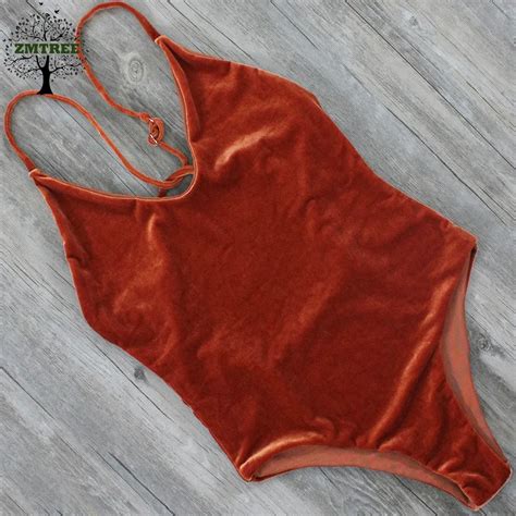 Zmtree 2017 Velvet One Piece One Piece Swimsuit Backless Monokini For