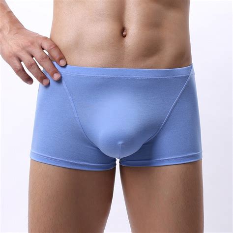 Sexy Men Underwear Boxer Shorts Solid Bamboo Fiber Panties Breathable