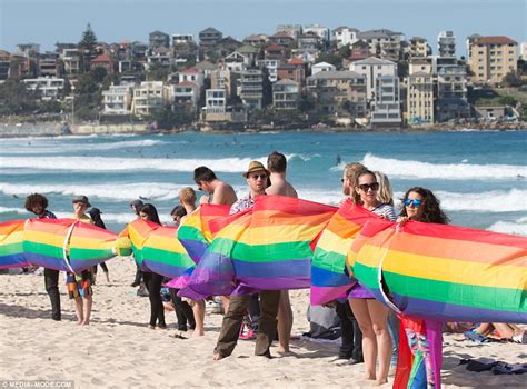 Bondi Beach Goers Show Their Support For Marriage Equality With Rainbow