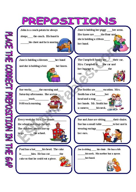 Preposition Exercises Printable