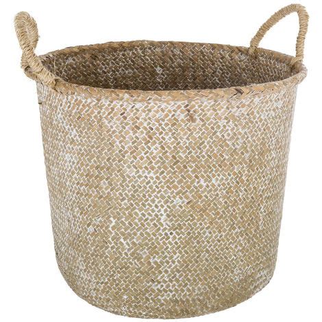 Panier De Rangement En Seagrass Blanchi Avec Anses Atmosphera