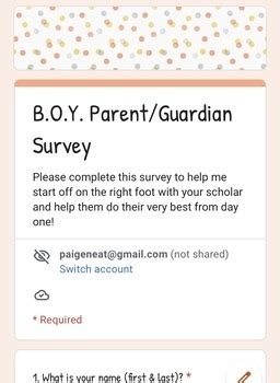 Back To School Parent Guardian Survey Editable By Creations By Clonce