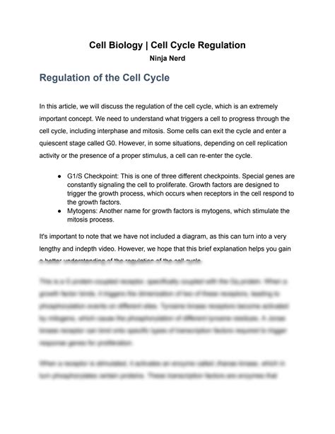 SOLUTION Cell Biology Cell Cycle Regulation Ninja Nerd Regulation