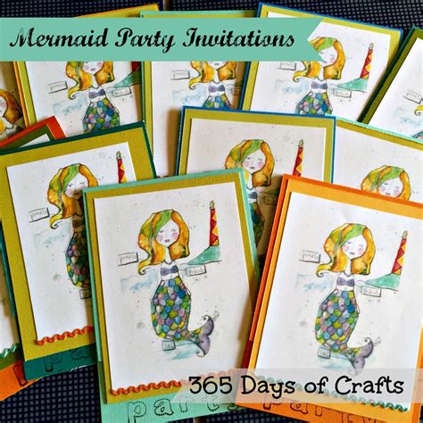 Mermaid themed party invitations - 365 Days of Crafts