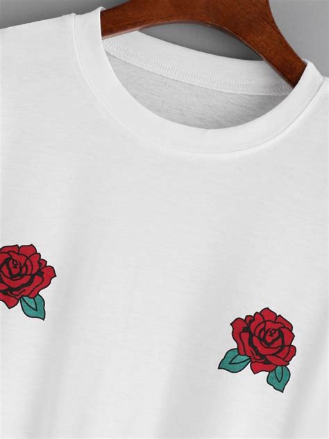 Roses Print T Shirt Sheinsheinside