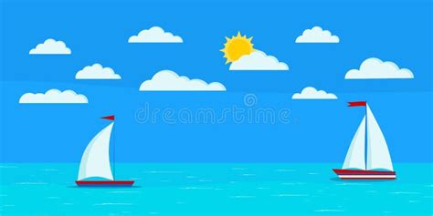 Paisagem Dos Desenhos Animados Do Mar Ilustrações Vetores E Clipart De