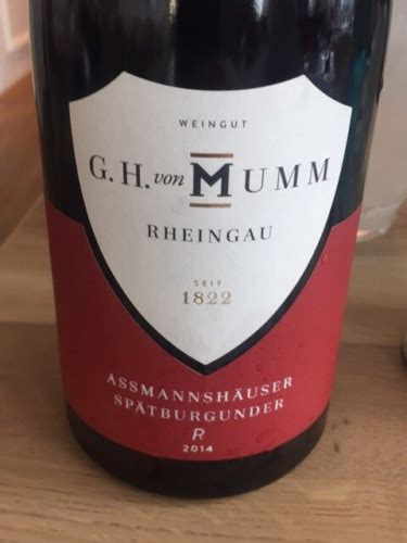 G H Von Mumm Assmannsh User Sp Tburgunder R Vivino