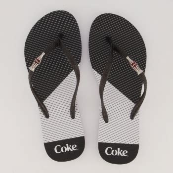 Chinelo Coca Cola Color Block Feminino Branco E Preto Futfanatics