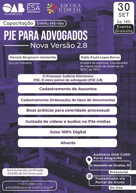 Esa Rs E Ejud Promovem Curso Gratuito Sobre As Atualiza Es Do Pje