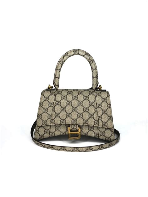 Gucci X Balenciaga GG Supreme Canvas Hourglass Top Handle Bag Mayas