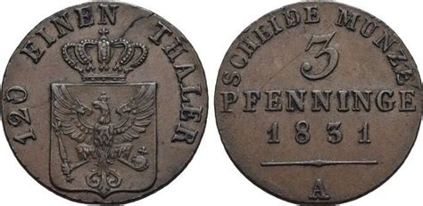 Brandenburg Preussen Cu Pfennig A Friedrich Wilhelm Iii