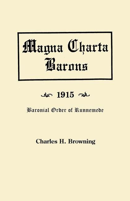 Magna Charta Barons 1915 Baronial Order Of Runnemede Paperback