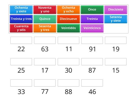 Los números Une las parejas