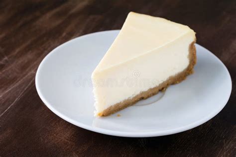 Plain Cheesecake Slice on White Plate Stock Image - Image of cold, dessert: 100056307