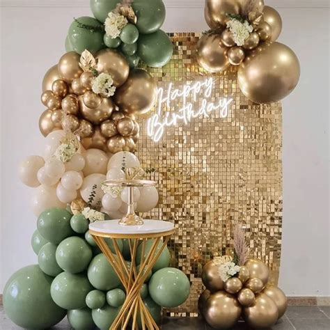 Pcs Sage Green Gold Balloon Arch Avocado Green Sand White Balloons