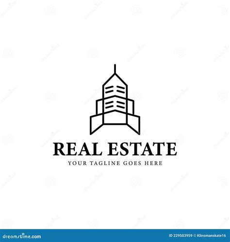 Minimalism Real Estate Logo Design Template Stock Vector Illustration