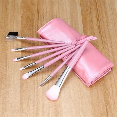 7 Pcs Makeup Brushes Set Foundation Eyeshadow Eyeliner Blusher Leather Case Beautiful Face Uygun