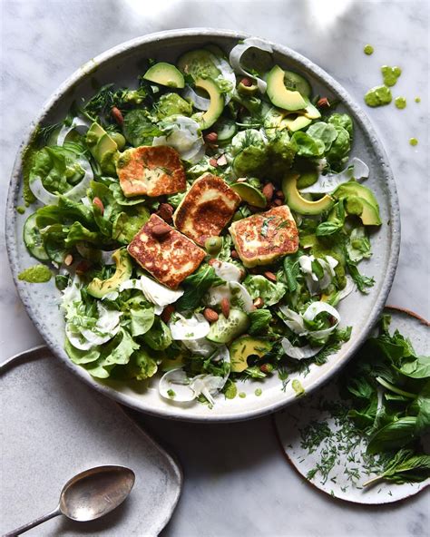 Green Halloumi Salad Recipe The Feedfeed