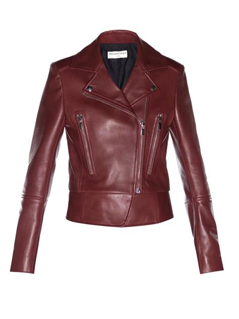 Balenciaga Leather Biker Jacket In Purple Lyst