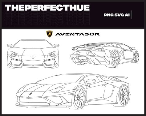 Lamborghini Aventador Outline Vector, Svg File for Cricut, Silhouette ...