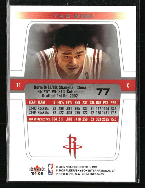 Yao Ming Fleer Genuine Basketball Card Ebay