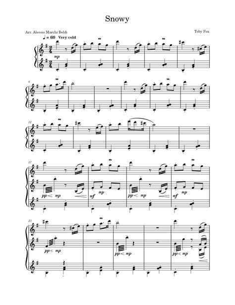 Snowy Toby Fox Snowy Undertale Sheet Music For Piano Solo