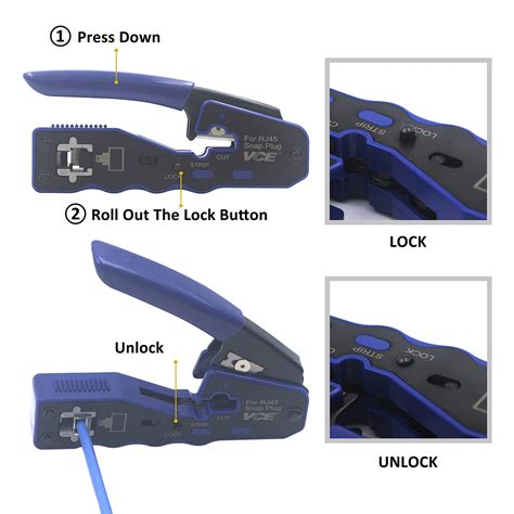 Vce Gj Bl Pass Through Crimping Tool Rj Crimper Feed Thru Crimp