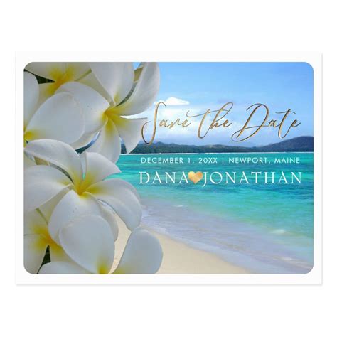 PixDezines Plumeria Beach Save The Date Postcard Zazzle Save The