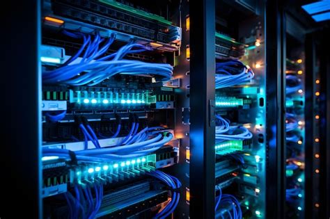 Premium Ai Image Network Switches And Routers In Server Room