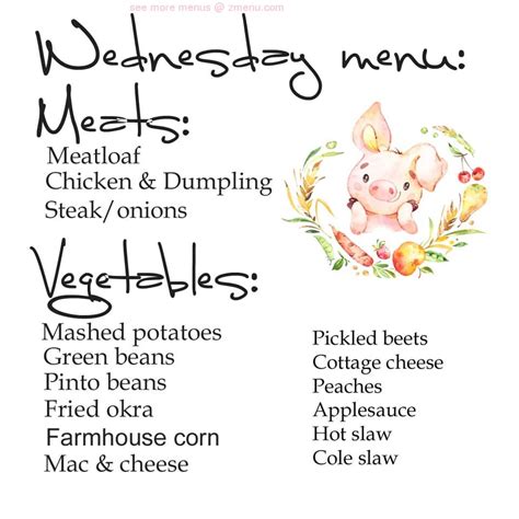 Menu at Farmhouse restaurant, Etowah