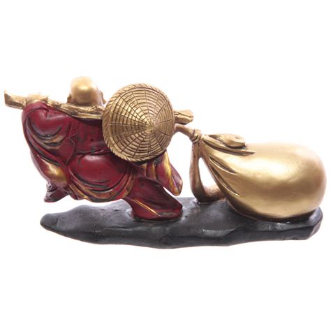 Red & Gold Chinese Buddha Pulling Sack 9cm - Secret of Zen