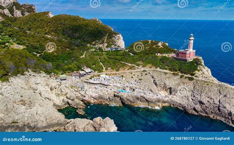 Amazing Aerial View Of Anacapri Lighthouse Beach In Summer Season