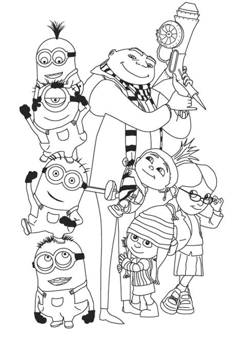 Minions And Gru Coloring Page Coloring Pages