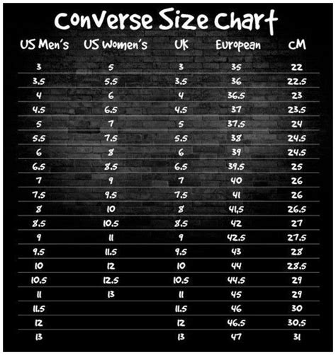 Converse Shoe Size Guide