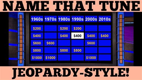 Name That Tune Music Trivia Jeopardy Style Quiz 4 YouTube