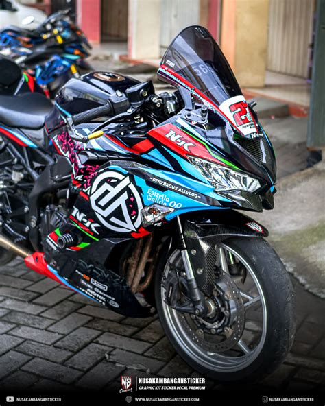 Desain Stiker Kawasaki Ninja Zx R Hitam Biru Fullbody Nusakambangan