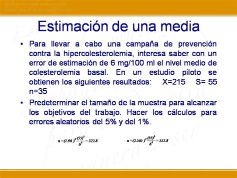 Predeterminación Del Tamaño De La Muestra Para Estimar Un Parámetro Poblacional Media O Proporción