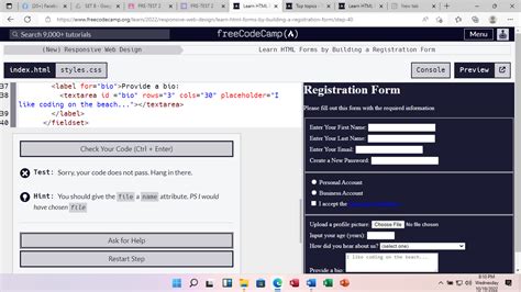 Learn Html Forms By Building A Registration Form Step Html Css