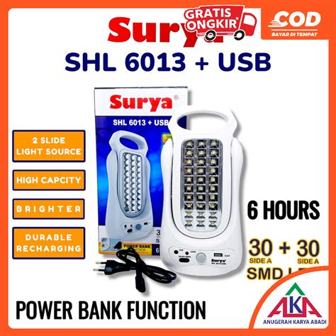 Jual Lampu Darurat Senter Surya Emergency Lamp SHL 6013 USB Fungsi