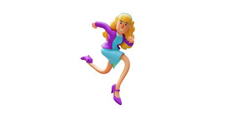 3D Illustration Energetic Woman 3D Cartoon Character A Beautiful